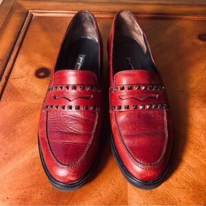 Paul Green Woman’s 8 Red Leather Studded Loafers
